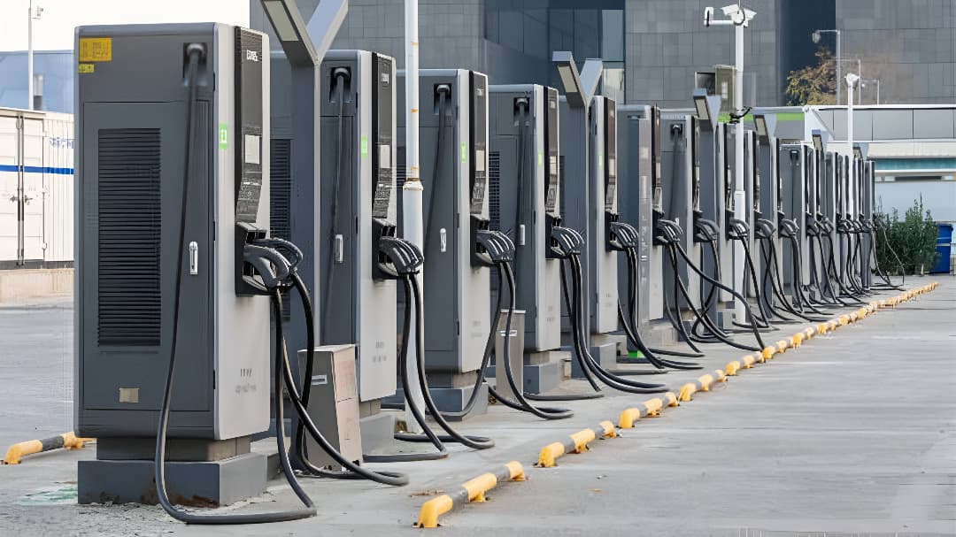 Wind turbines against blue sky